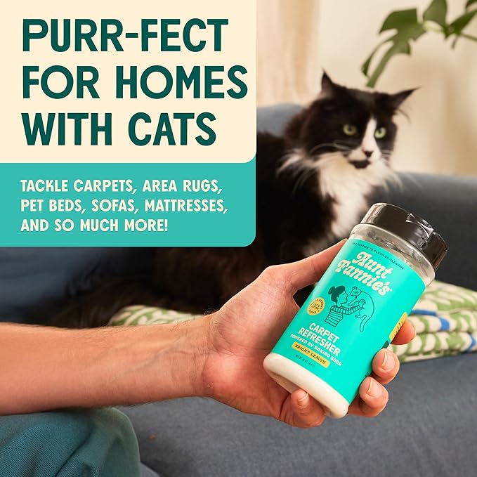 Aunt Fannie's Cat Carpet Refresher, Odor Neutralizing Powder for Homes with Cats, Kittens and Other Pets, Bright Lemon Scent, 16 Ounce (Pack of 6)