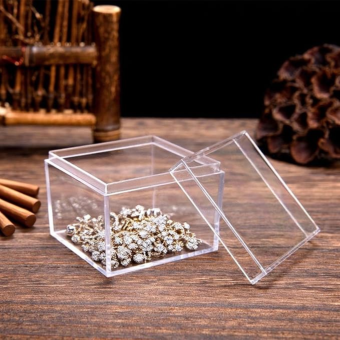 KissYou Small Acrylic Box Clear Boxes with Lid Acrylic Square Cube for Display Jewelry Storage Contanier Party Decorative Box