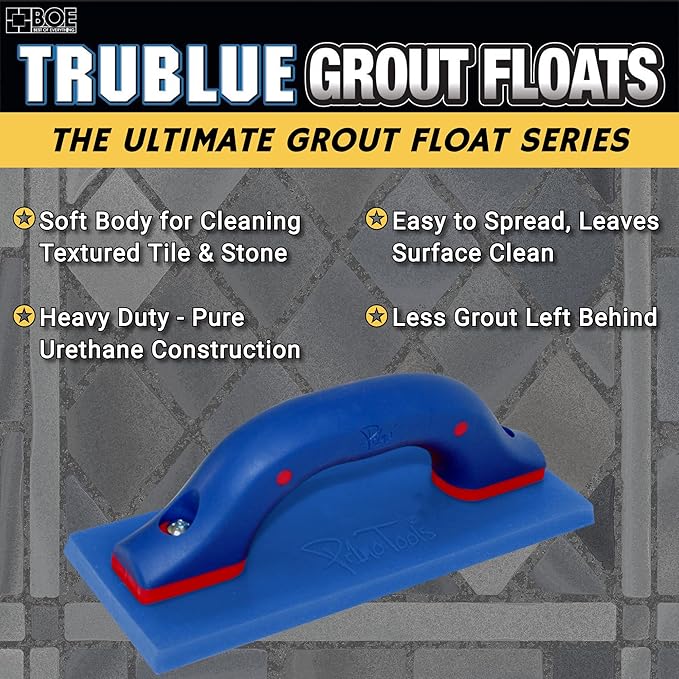TruBlue Urethane Grout Float for Tile, Soft and Flexible Tile Grout Float Tool with Comfort Grip Handle, 3-1/2" x 9"