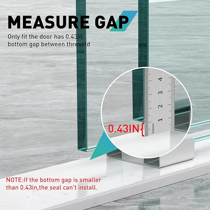 Sliding Shower Door Bottom Seal, 2 PCS 3/8" x 36" Sliding Shower Door Sweep for 3/8Inch Glass, Frameless Glass Door Seal Strip Stop Shower Leaks and Create a Water Barrier