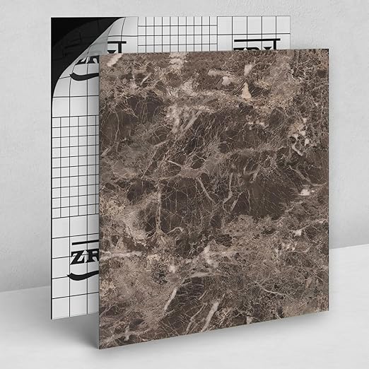 20 Pack Cover 20 Sq.Ft Peel and Stick Floor Tiles, 12” x 12” Self Adhesive Vinyl Flooring Easy DIY Installation for Kitchen, Living Room, Laundry, RV, Brown Vein Marble