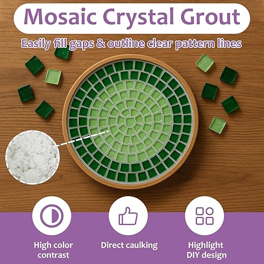 400g Mosaic Crystal Grout for Crafts, Mosaics Tile Tools, High Color Contrast, Direct caulking, Suitable for Mosaic Tiles, DIY Craft Projects (White)