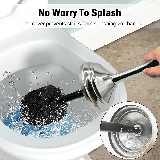 Vince Camuto Toilet Bowl Brush with Holder, Durable Bathroom Cleaning Tool, Modern Design for Easy Toilet Maintenance, Bathroom Cleaner Brush for Efficient Cleaning and Hygiene