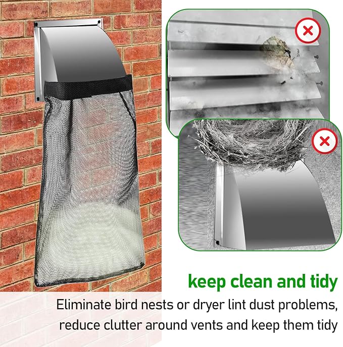 6PCS Dryer Lint Catcher, Dryer Vent Lint Bag, Lint Catcher for Dryer, Dust Bag Lint Bag for Dryer Vent Outdoor, Lint Trap for Dryer Vent Outside