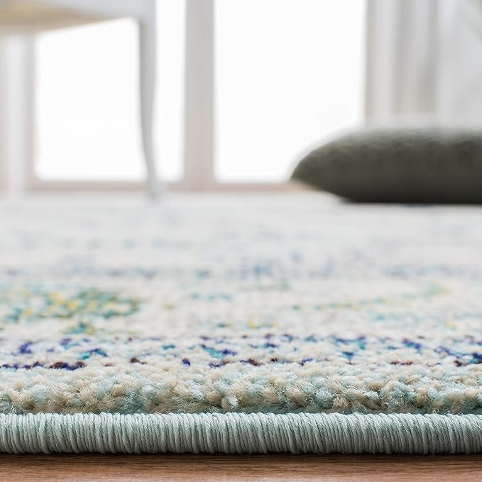 SAFAVIEH Monaco Collection Runner Rug - 2'2" x 6', Light Blue & Ivory, Non-Shedding & Easy Care, Ideal for High Traffic Areas in Living Room, Hallway, Foyer, Bedroom (MNC243K-26)