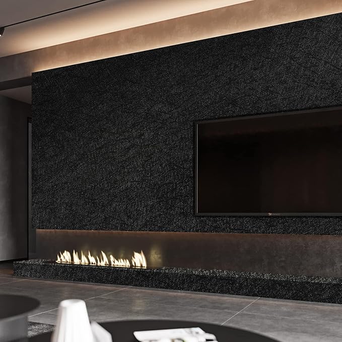 Peel and Stick Wallpaper Black Silk Wall Paper - 15.7 x 787.4 Inch Self Adhesive Wallpaper Peel and Stick, Easy to Paste Wall Contact Paper for Stand Liner, Table and Door Makeover Decor
