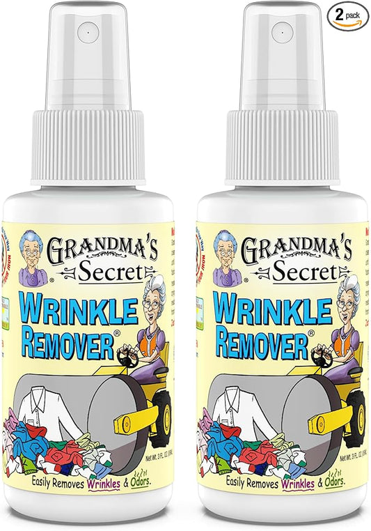 Grandma's Secret Wrinkle Remover - Wrinkle Release Spray, Odor Eliminator, and Fabric Refresher Spray - Chlorine and Bleach Free - 3 oz, 2 Pack