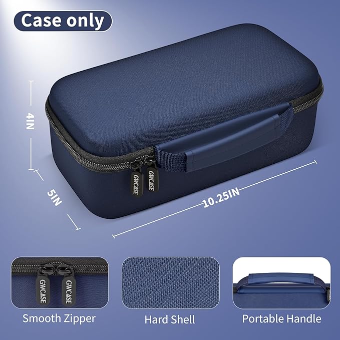 GWCASE Travel Steamer and Iron Carrying Case, Fits for DRFLASH/for Nesugar and Most Portable 2-in-1 Models Up to 10.25"x5"x4", Mesh Pocket for Accessories, Home & Travel Use (Blue-Case Only)