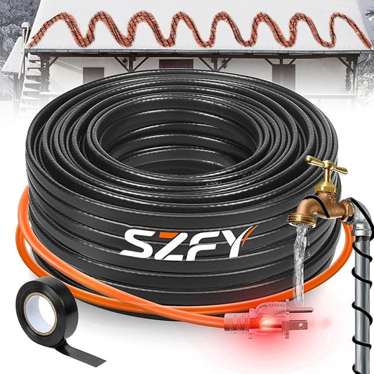 3FT Heat Tape for Water Pipes, -40°F Deicing Cable,Pipe Heating Cables for Roof,Gutter，Farm，Freeze Protetion Heat Trace Cable, Heated Water Hose,Plumbing Fixtures,120V 5W/FT