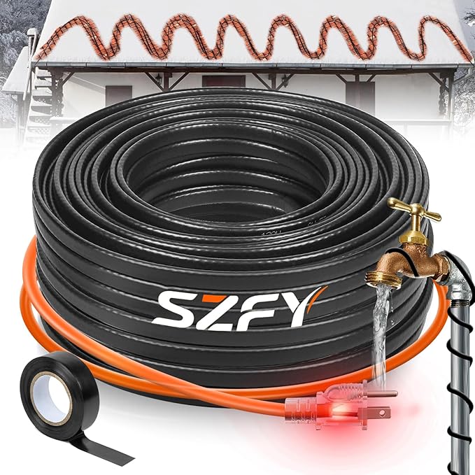 9FT Heat Tape for Water Pipes, -40°F Deicing Cable,Pipe Heating Cables for Roof,Gutter，Farm，Freeze Protetion Heat Trace Cable, Heated Water Hose,Plumbing Fixtures,120V 5W/FT