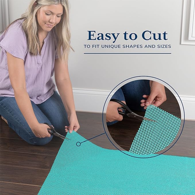 Veken 2x3 Ft Rug Pad Gripper for Hardwood Floors, Non Slip Cyan Rug Pads for Area Rugs, Thick Rug Grippers for Tile Floors, Under Carpet Anti Skid Mat, Keep Your Rugs Safe and in Place