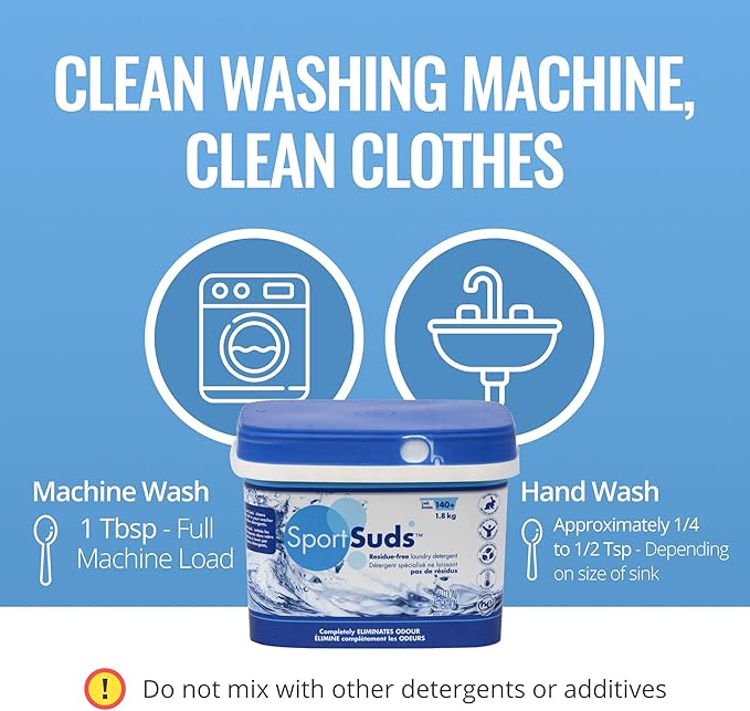 Sport Laundry Detergent, Odor Eliminator Technology, Laundry Soap for Workout Clothes and Everyday Use - Sport Suds 1.8Kg
