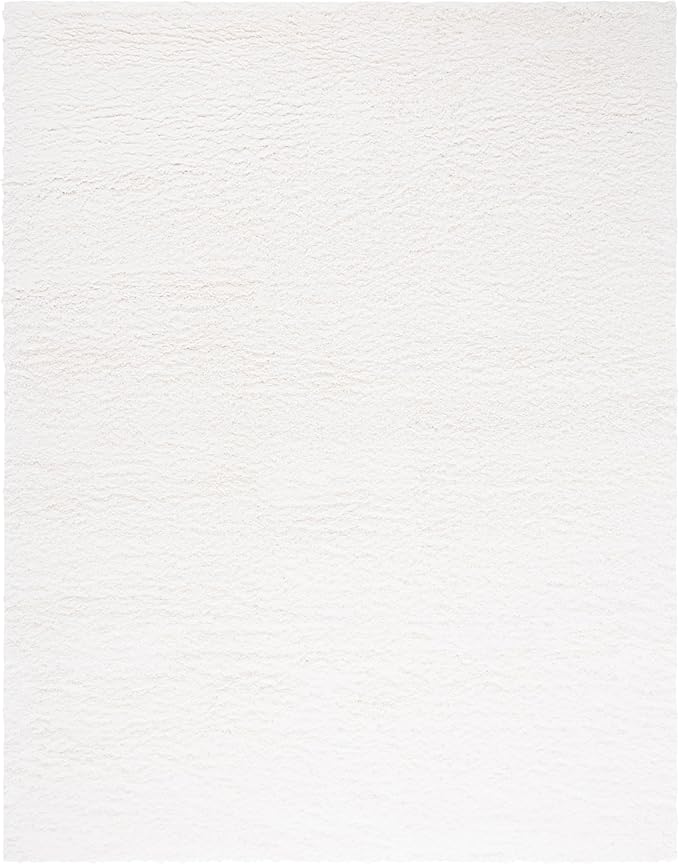 SAFAVIEH Santa Monica Shag Collection 9'6" x 13' White SGN725 Solid Non-Shedding Living Room Bedroom Dining Room Entryway Plush 2-inch Thick Area Rug