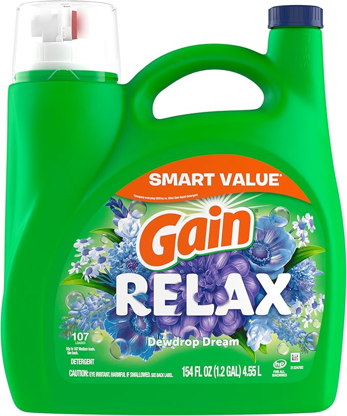 Gain Liquid Laundry Detergent, Relax, HE Compatible, 154 fl oz, 107 Loads