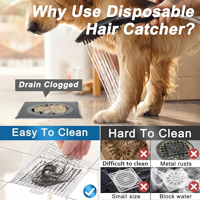 Disposable Shower Drain Hair Catcher, Shower Drain Cover Mesh Stickers, 25 Pack (4.1 Inch)
