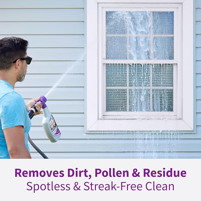 Rejuvenate Outdoor Window Spray and Rinse Cleaner with Hose End Adapter (2 x 32oz)
