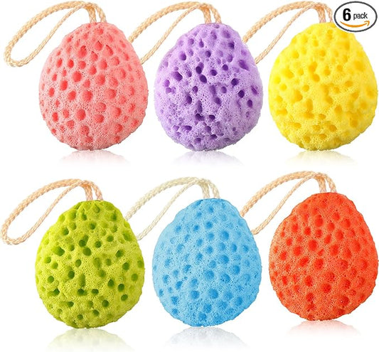 6 Pcs Bath Sponge Deep Cleansing Body Loofah Gentle and Deep Exfoliating Body Scrubber Bath Accessories Men Women Baby Sponge for Bathing Shower (Bright Color)