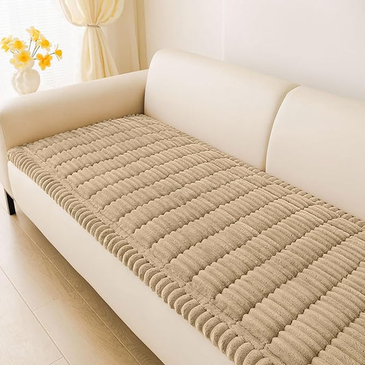 hyha Couch Covers for Dogs Washable, Non Slip Plush Dog Sofa Protectors, Fuzzy Pet Couch Covers for 3 Cushion Sofa Pet Friendly (Khaki, 27.6" x 47")