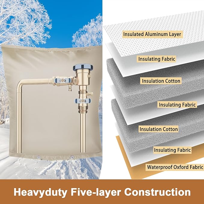 Backflow Preventer Insulation Cover,Pipe Insulation,Outdoor Pipe Covers For Winter Freeze Protection,Outdoor Faucet Covers For Winter Freeze Protection,Insulated Pipe Covers For Outside (30w*24h)