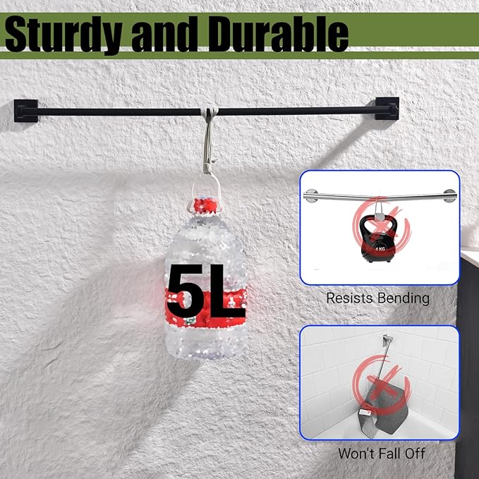 Miyili 30-Inch Single Towel Bar Towel Holder, Wall Mounted SUS 304 Stainless Steel Bathroom Towel Rack with Matte Black Finish, Total Length32-Inch