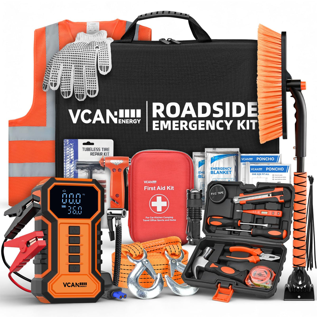 Jump Starter with Air Compressor Car Emergency Kit for Women, Men - Image 1