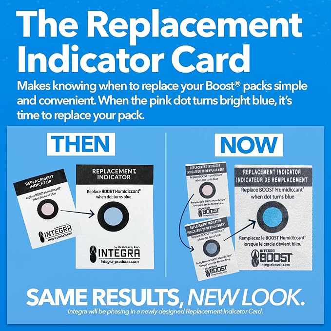 Integra Boost - 62% RH Level - 67 Gram Size - Two-Way Humidity Control Pack - Incl. Replacement Indicator Cards - Food Storage & Herbs Moisture Balancer For Up to 1 LB (Pack of 6)