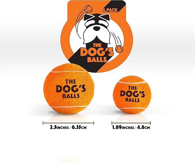 The Little Dog’s Balls Dog Tennis Balls for Small Dogs & Puppies, Orange, 6-Pack - Non-Abrasive Felt Fetch Balls, Tough Rubber Core, Float in Water