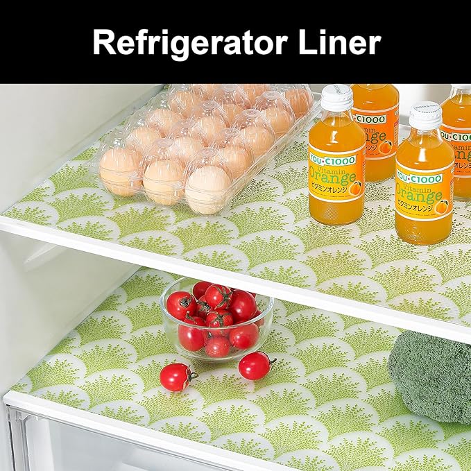 Cooyes Shelf Liners for Kitchen Cabinets, Refrigerator Liners Waterproof & Oil-Proof Kitchen Cupboard Liner Drawer Mats EVA Material Non Adhesive Fridge Liner for Shelves（11.8" W x 360" L）