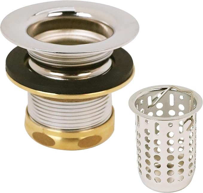 Westbrass Junior Basket Style Bar Sink Strainer, Polished Nickel, D218-05
