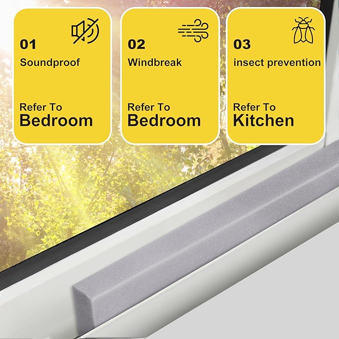 moonoom 3 Pcs Foam Air Conditioner Weatherseal Tape-2''x1''x6.5ft Air Conditioner Foam Tape-Non-Adhesive Foam Seal Strip with Glue Point for Air Conditioner Door Window Seal