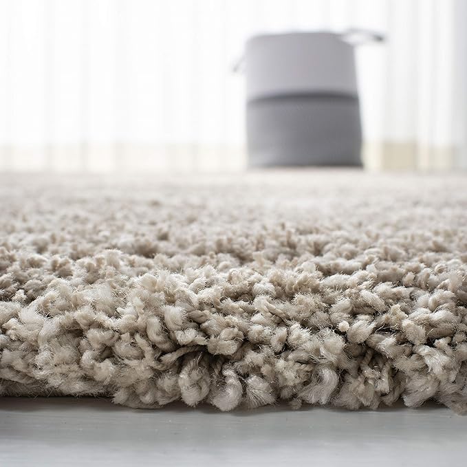 SAFAVIEH Hudson Shag Collection Area Rug - 5' Square, Beige & Ivory, Modern Trellis Design, Non-Shedding & Easy Care, 2-inch Thick Ideal for High Traffic Areas in Living Room, Bedroom (SGH281S)