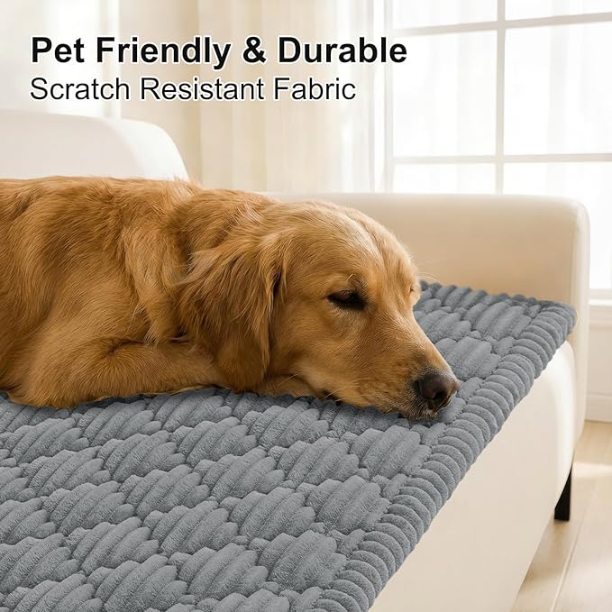 Smiry Pet Couch Cover for Dogs Washable, Non-Slip Fuzzy Couch Covers for 3 Cushion Sofa Pet Friendly, Soft Thick Furniture Protector Sofa Slipcover Mat for Dogs (Grey, 27.6" x 82.7")