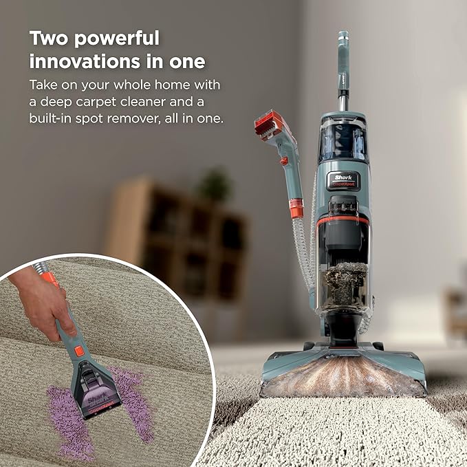 Shark CarpetXpert Upright Carpet, Area Rug & Upholstery Cleaner, Built-In Spot & Stain Remover & XL Tool, Perfect for Pets, Carpet Shampooer, 3 Cleaning Tools, Cleaning Solution, Slate Green, EX151