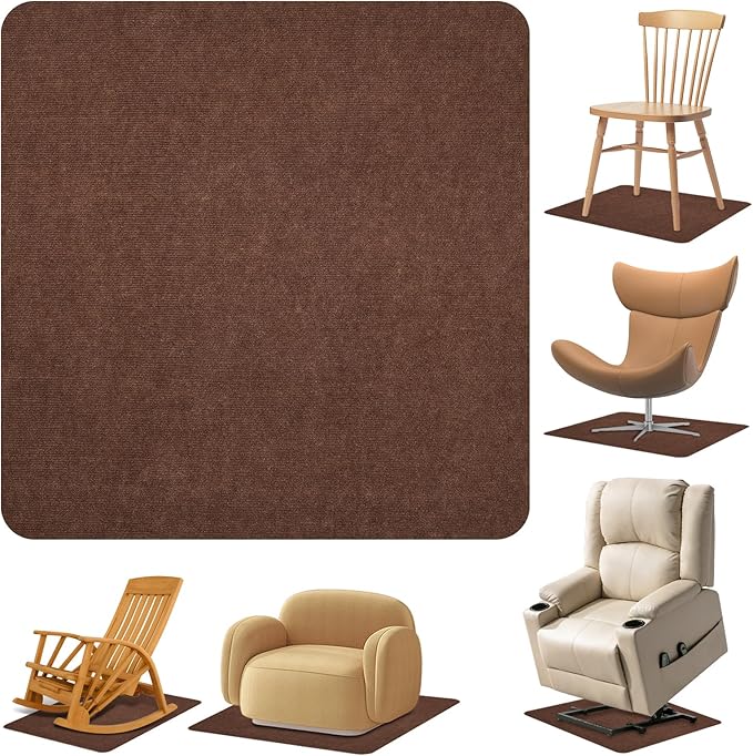 Recliner Pads for Hardwood Floors, Non Slip Recliner Grippers, Furniture Pads Floor Mats for Carpet, Anti Slide Office Chair Mat for Floor Protector, 35"x35" (1 Pack Brown