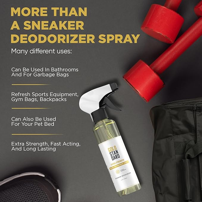 Gold Standard Shoe Deodorizer Spray, 6 oz – Shoe Spray and Smell Remover, Long-Lasting Shoe Odor Eliminator, Natural Shoe Freshener Spray with Peppermint