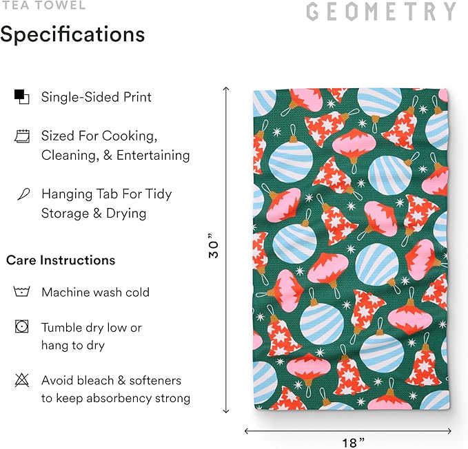 GEOMETRY Christmas Kitchen Towels - Quick Dry Microfiber Cloth Dish Towels for Kitchen Drying - Premium Quick Dry Towel - Ornamenta