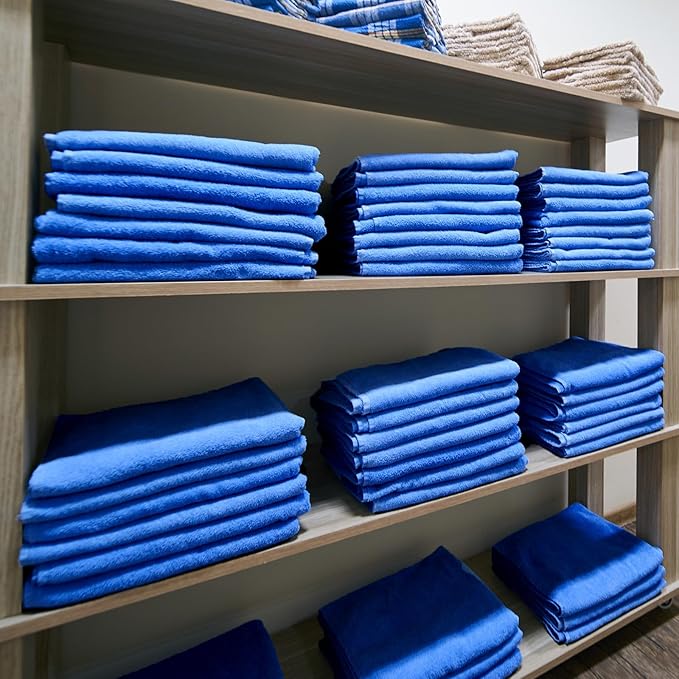 Shimeyao 40 Pack Bleach Proof Towels Microfiber Absorbent Resistant Hair Hand Towels Bulk Quick Dry for Barber Gym Bath Spa Shaving (Blue,16 x 29 Inch)