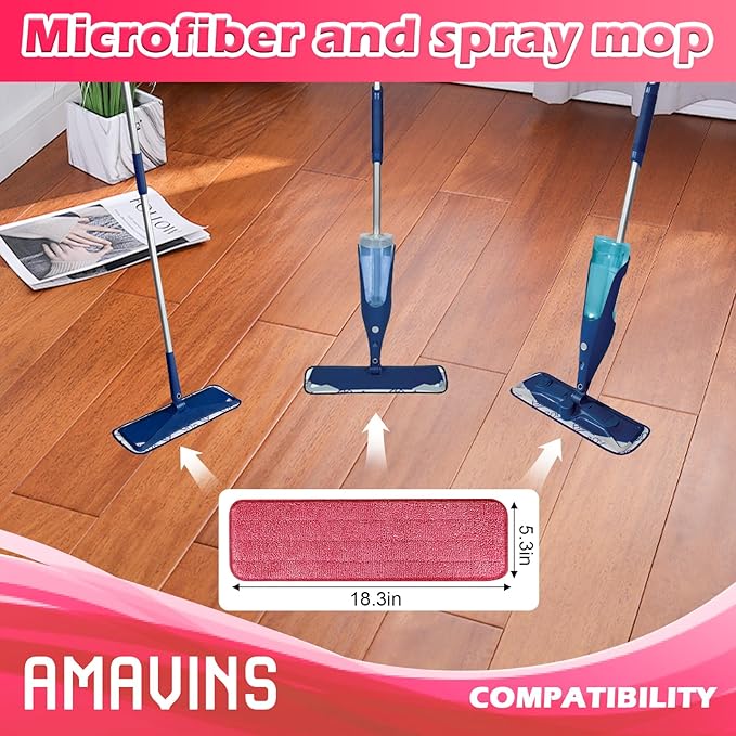 3 Pack Microfiber Cleaning Pads, Reusable Microfiber Mop Pads for 18 Inch Mop, Hardwood Floor Replacement Cleaning Mop Pads, Machine Washes