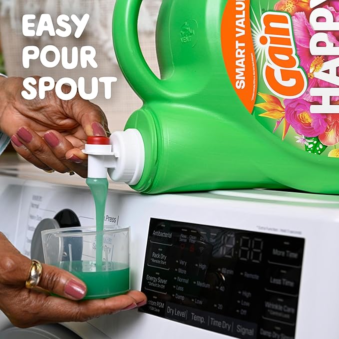 Gain Liquid Laundry Detergent, Happy, HE Compatible, 154 fl oz, 107 Loads