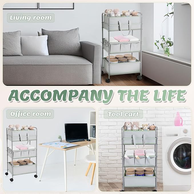 2in1 Colorful Baby Diaper Caddy Organizer Cart 3 Tier Large Capacity Metal Utility Bedside Rolling Cart with Divider for Newborn Nursery Essential Must Have Crib Bedroom Baby Shower(Green)