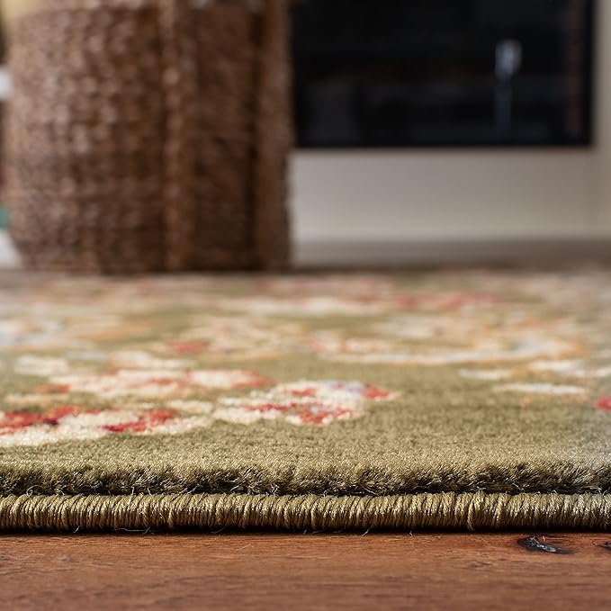SAFAVIEH Lyndhurst Collection Runner Rug - 2'3" x 6', Sage, Traditional Floral Design, Non-Shedding & Easy Care, Ideal for High Traffic Areas in Living Room, Bedroom (LNH326B)