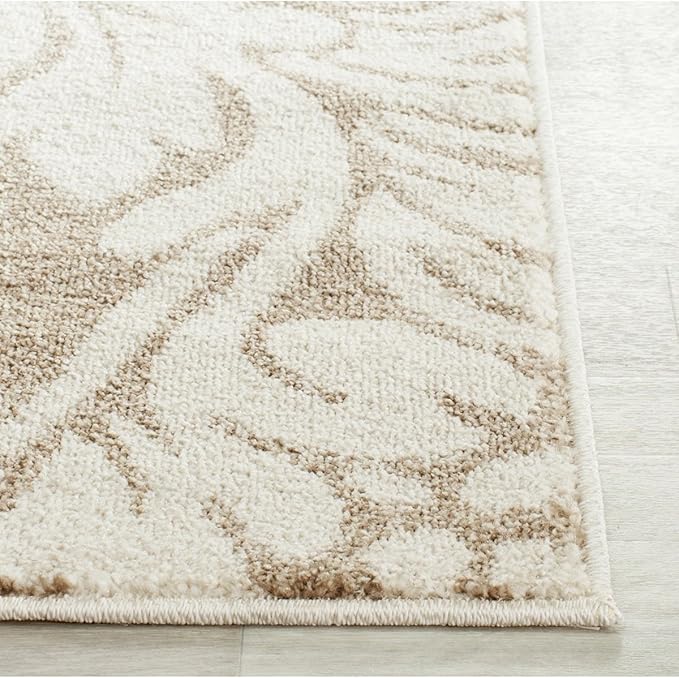 SAFAVIEH Amherst Collection Runner Rug - 2'3" x 9', Wheat & Beige, Floral Design, Non-Shedding & Easy Care, Ideal for High Traffic Areas in Living Room, Bedroom (AMT425S)