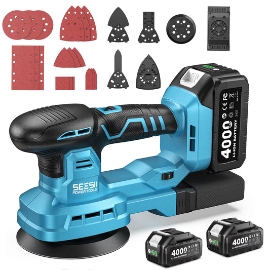 6-in-1 Muti-Sander 5” Random Orbit Sander Cordless, 2Pcs - Image 1