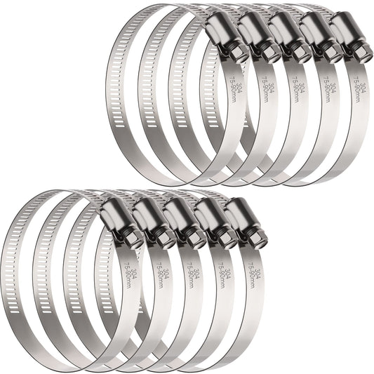 Large Hose Clamps, 10 Pack 3 Inch Stainless Steel Hose | Hand Tools - Image 1
