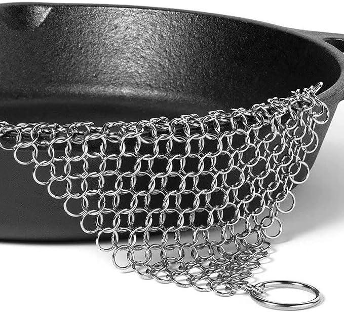 Outset Chain Mail Cast Iron Cleaner and Scrubber Tool