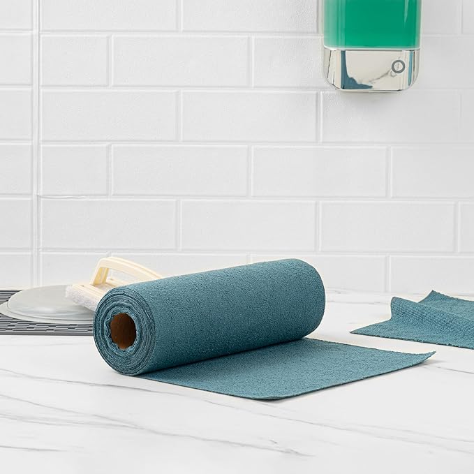 Restaurantware-Clean Tek Professional 11.8 x 11.8 Inch Microfiber Towel Rolls, 300 Reusable Towel Rolls - Tear Away, Perforated, Teal Microfiber Cleaning Roll, For All The Cleaning Tasks