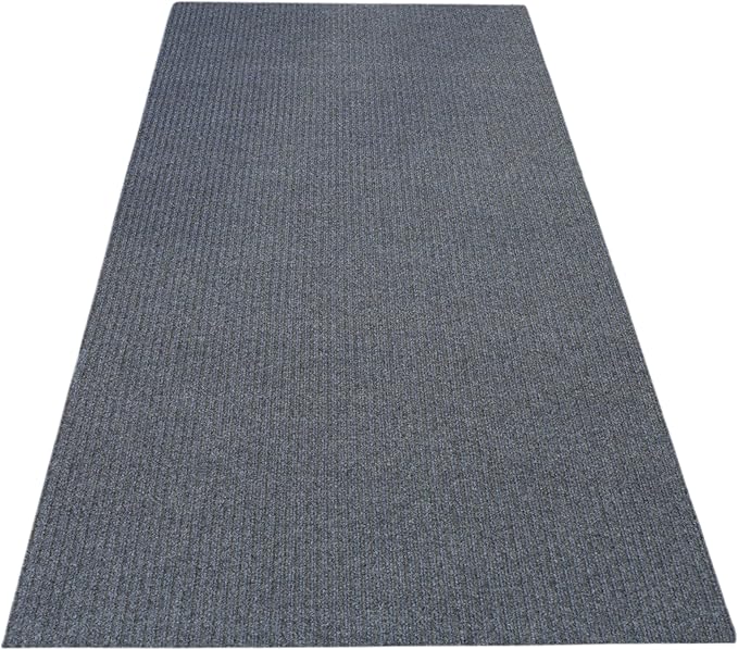iCustomRug Ribbed Entryway Door Mat – 3'x8' Charcoal, Indoor/Outdoor, Non-Slip TPR Rubber Backing, Low-Profile All-Weather Carpet, Non-Shedding & Easy Care, Utility Rug Ideal for High Traffic Areas