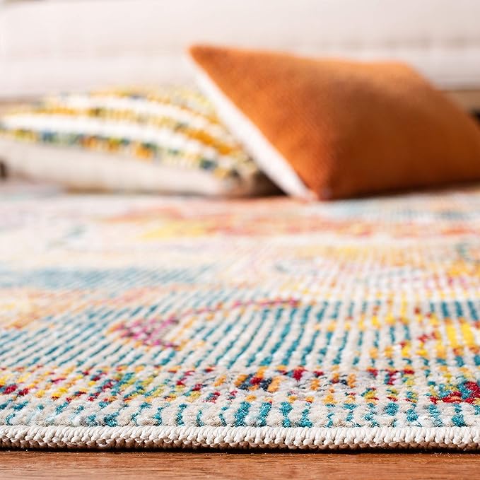 SAFAVIEH Crystal Collection Runner Rug - 2'2" x 15', Light Blue & Fuchsia, Medallion Distressed Design, Non-Shedding & Easy Care, Ideal for High Traffic Areas in Living Room, Bedroom (CRS501B)