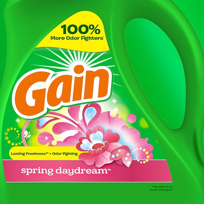 Gain Liquid Laundry Detergent, Spring Daydream Scent, 88 fl oz, 61 loads, Freshness + Odor Fighting, Laundry Detergent Liquid Soap, HE compatible
