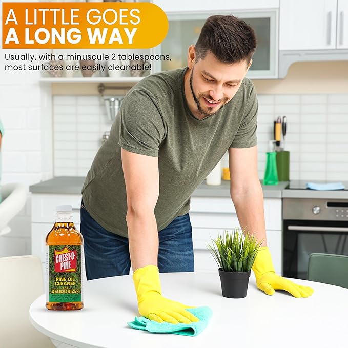 Crest-O-Pine Real Pine Oil Cleaner Concentrate Deodorizer, Multi-Purpose All-Purpose Household Cleaner for Floors, Kitchen, Bathroom, Laundry, Grease & Odor Removal (2, 16 fl oz)